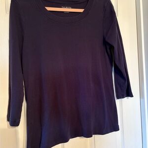 Talbots Women's 3/4 Sleeve Top - Navy Blue